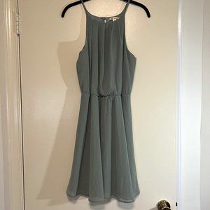 Miami High Neck, Fit and Flare, Sage Green Dress